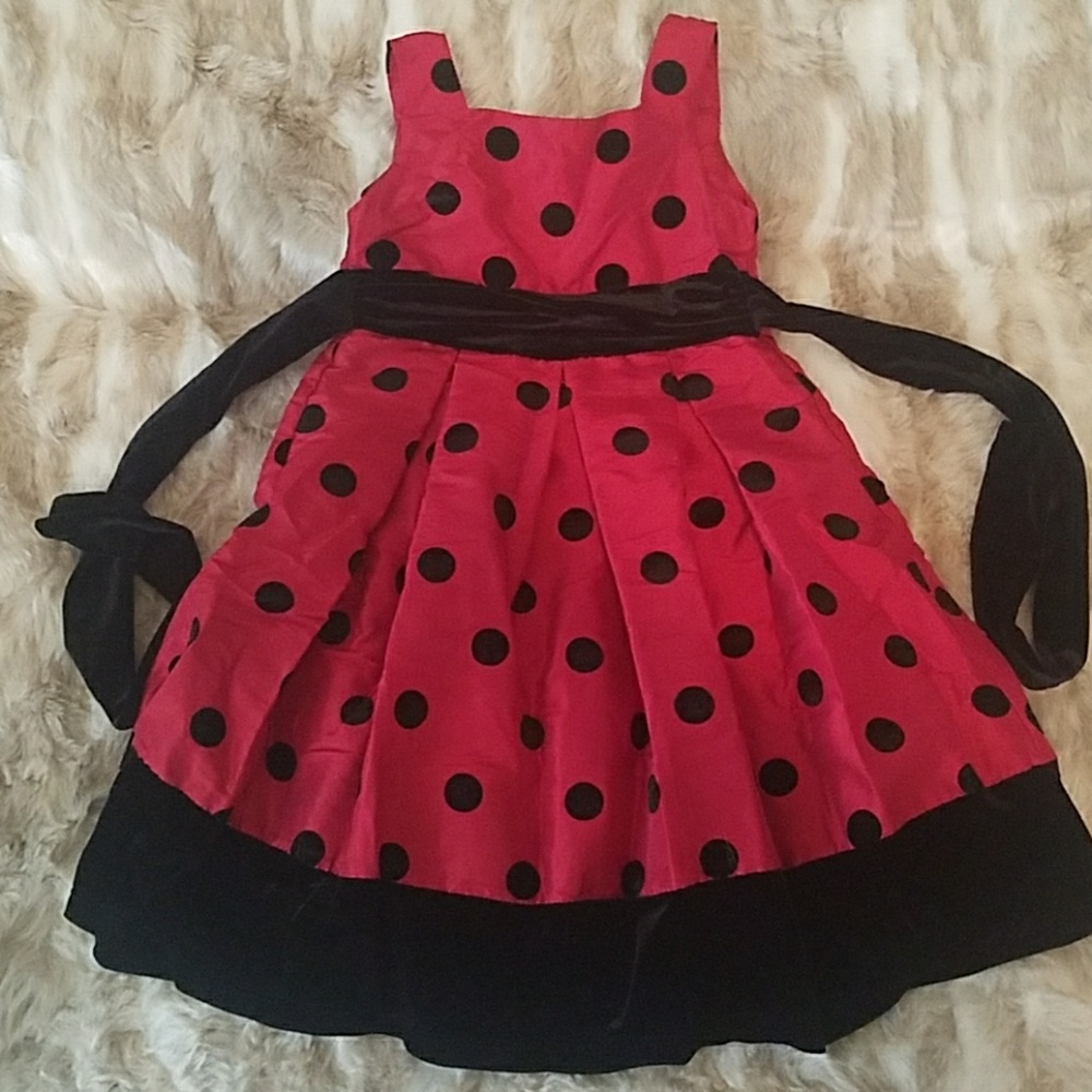 Girls size 4 red polka dot dress